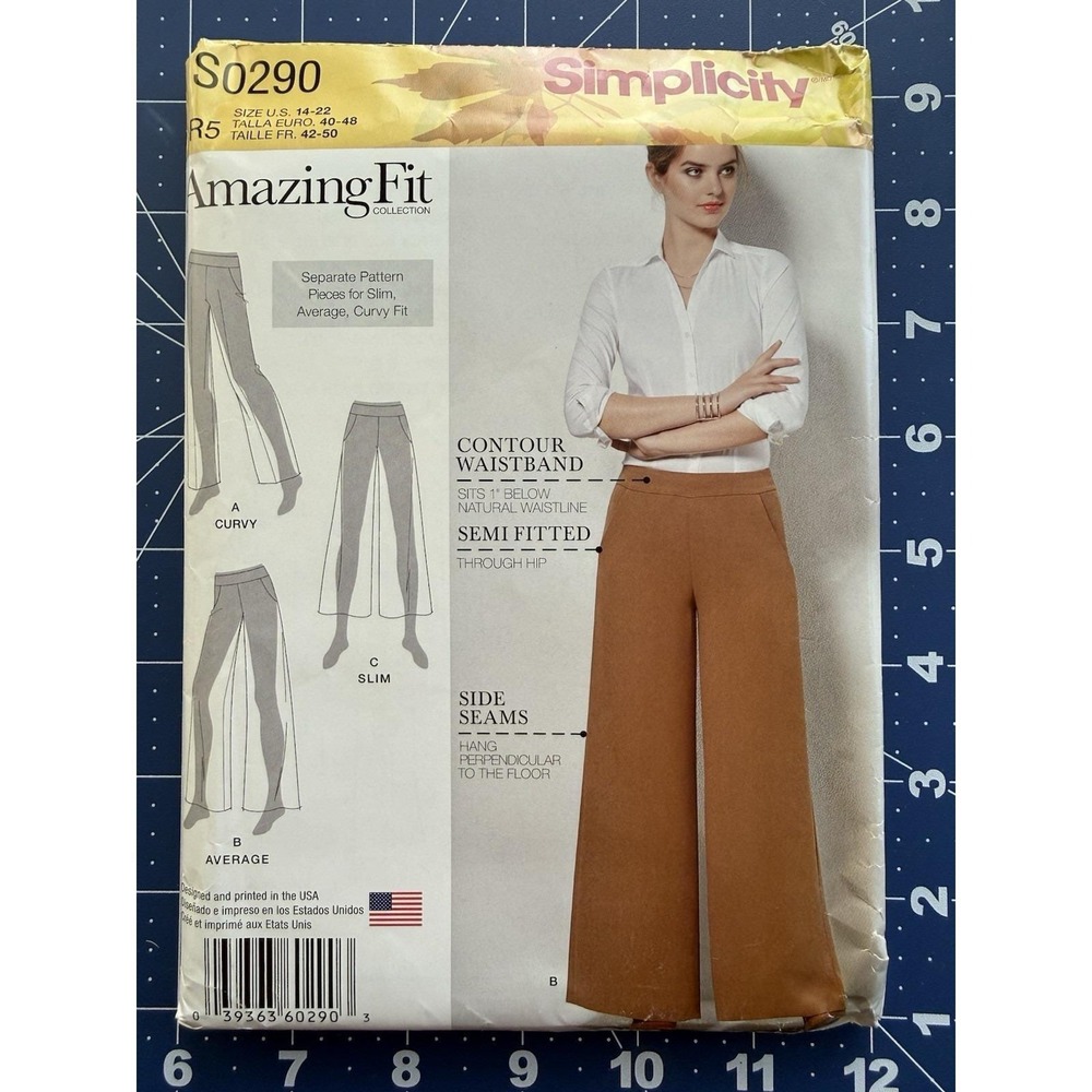 Simplicity Pattern S0290/1017 Misses' Pants w Leg Width variations Size 14-22 UC